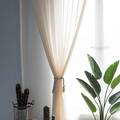 Cheap off white sheer linen curtains striped window sheers for sale