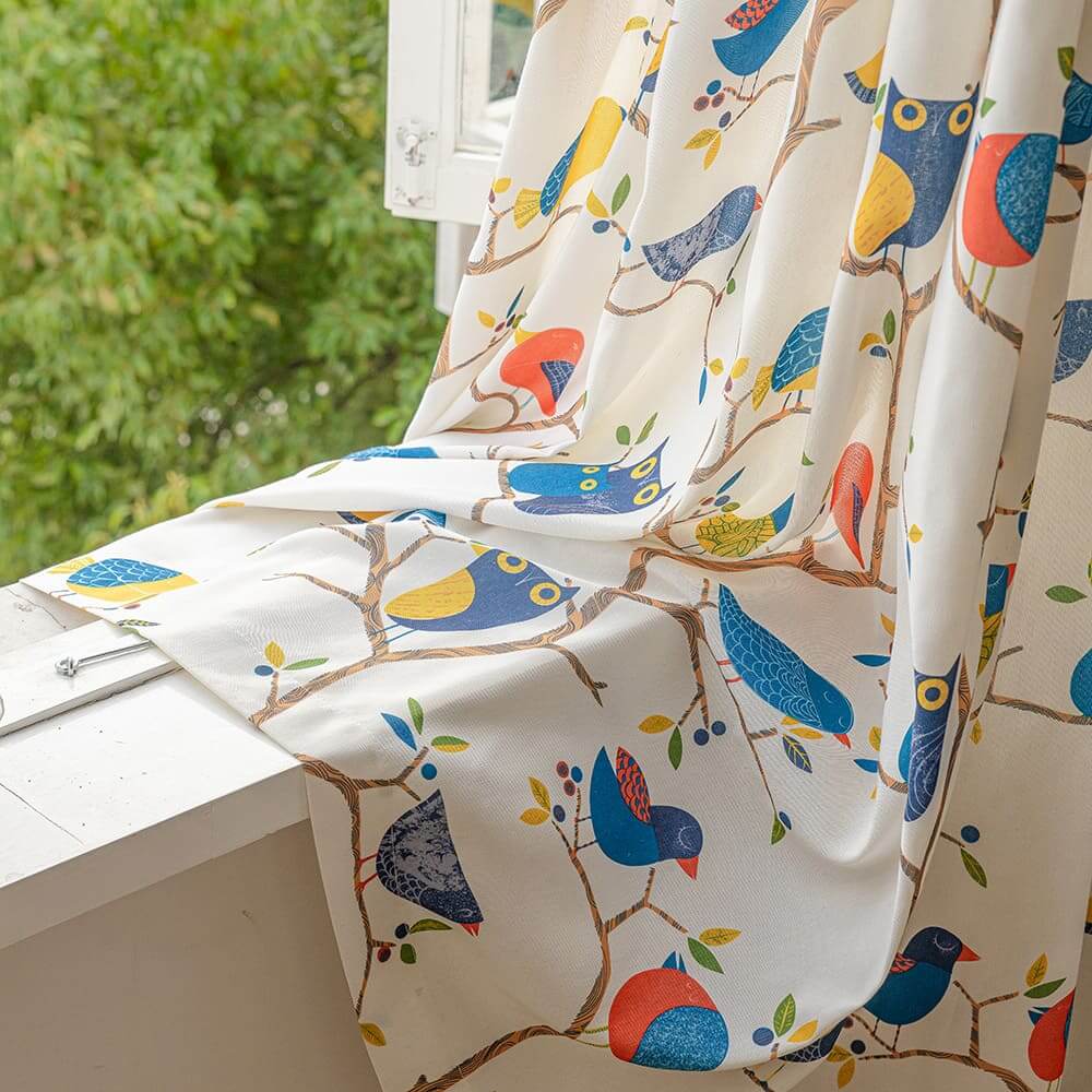 cute colorful owl curtains for kids living room window treatments custom drapes