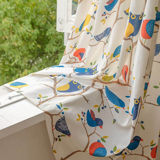cute colorful owl curtains for kids living room window treatments custom drapes