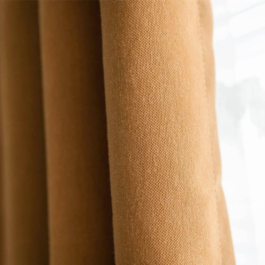 Earthy Neutral Camel Matte Textured Curtain Room Darkening Drapes