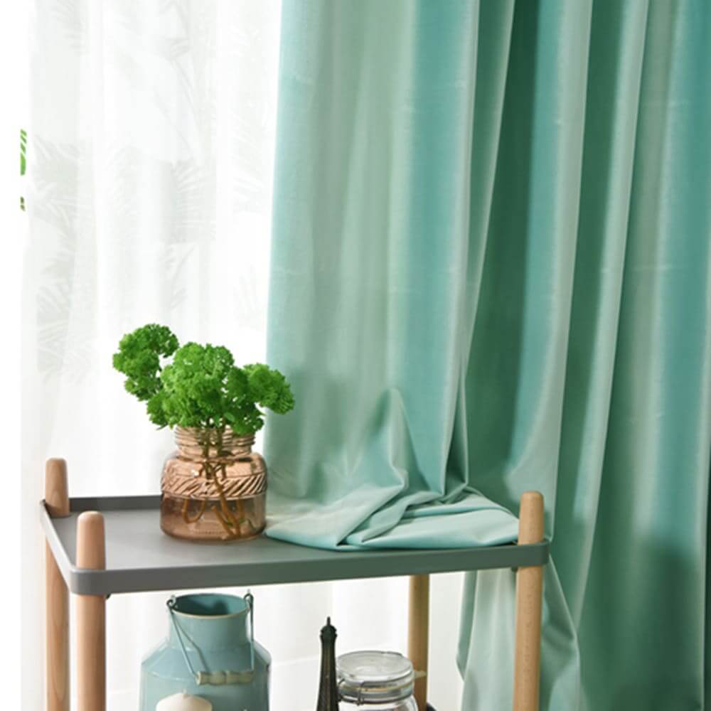 Elegant blackout window drapes mint green velvet curtains for bedroom
