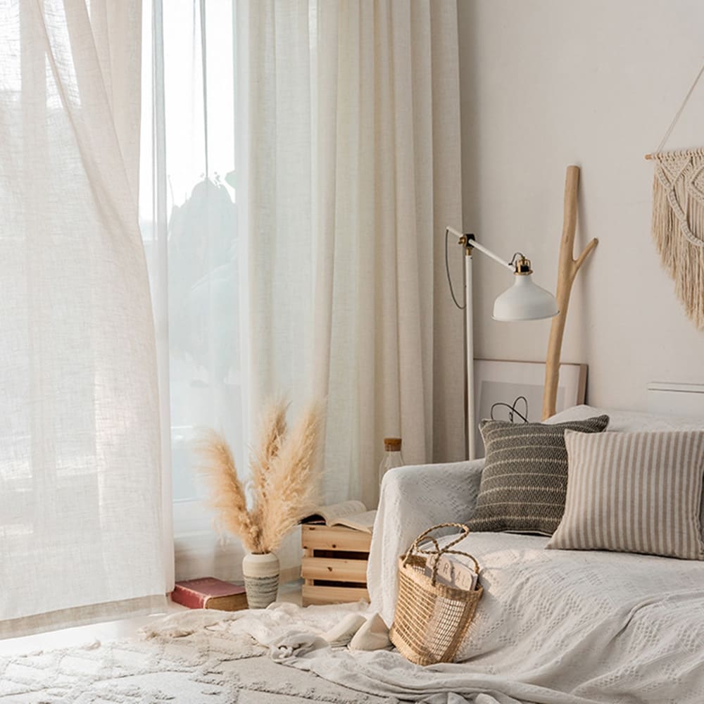 Elegant linen sheer curtains enhancing Scandinavian-style interiors