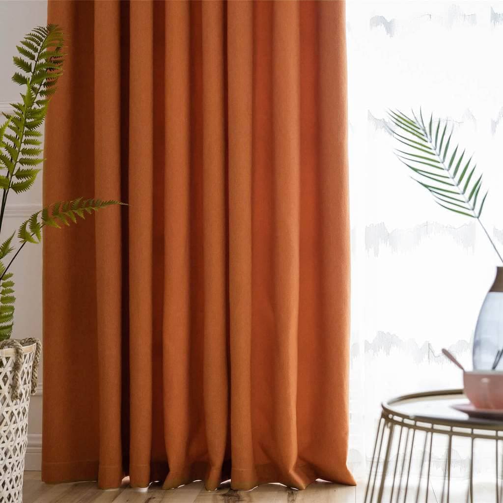 Warm Burnt Orange Terracotta Solid Curtains-Autumn Room Darkening Drapes