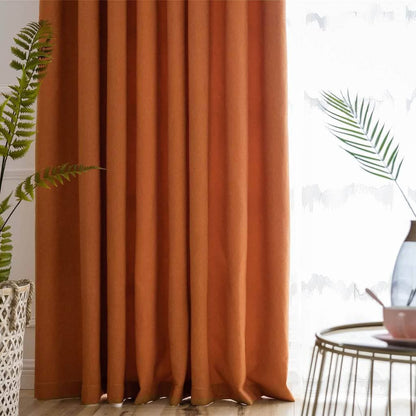 Warm Burnt Orange Terracotta Solid Curtains-Autumn Room Darkening Drapes