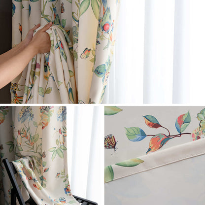 Elegant parrot flower door curtains soundproof custom drapes for sale
