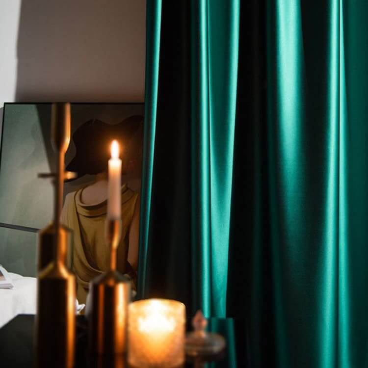 Luxury emerald green blackout curtains for bedroom, thermal insulated and noise reducing