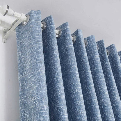 Ocean Mist Blue Curtains Rough Grainy Texture Drapes for Bedroom