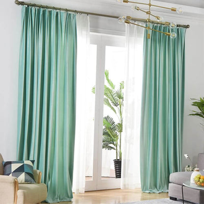 Fancy mint green velvet curtains for sliding glass doors custom drapes
