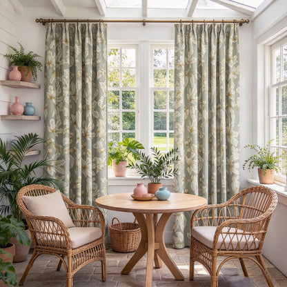 Stone Blue Fig Leaf Curtains Art Painting Living Room Darkening Drapes