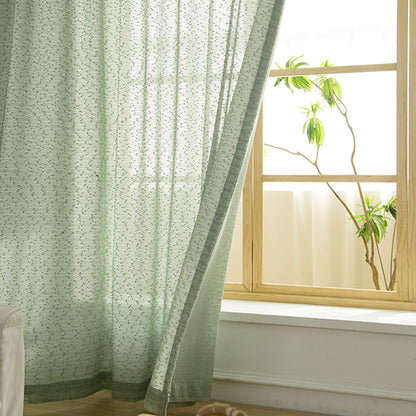 French Chanle Style Graceful Sheer Curtains Mint Green/Light Brown/White