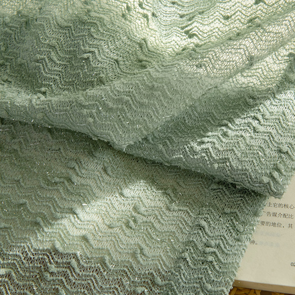 French Chanle Style Graceful Sheer Curtains Mint Green/Light Brown/White