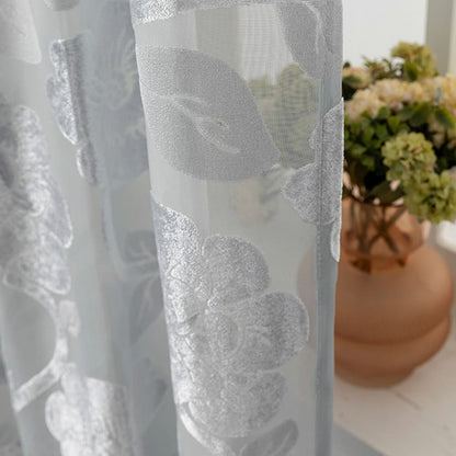 Gray Ciselé Velvet Jacquard Floral Sheer Curtains