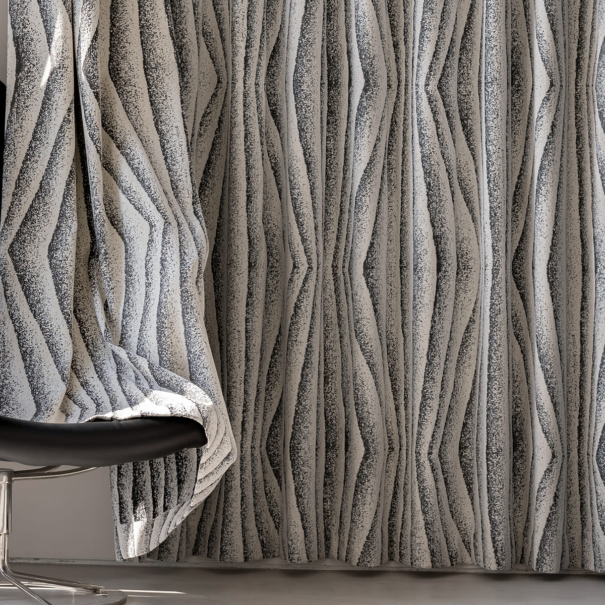 Urban Modern Charcoal Wavy Stripe Curtains