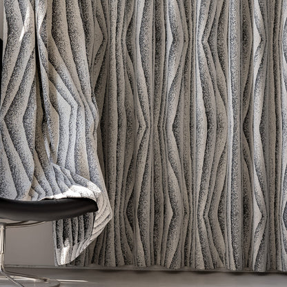 Urban Modern Charcoal Wavy Stripe Curtains