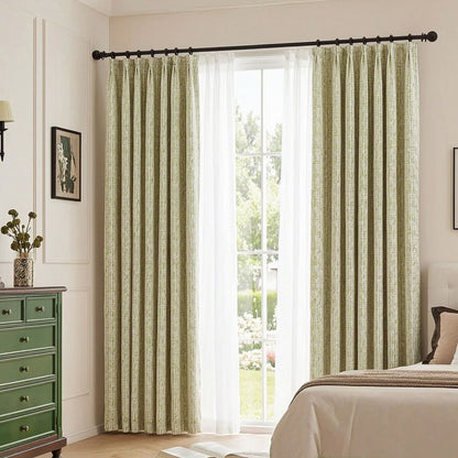 Country Fresh Light Green Micro‑Check Window Drapes