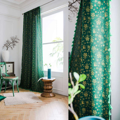 Green trees christmas curtains for living room holiday curtain panels
