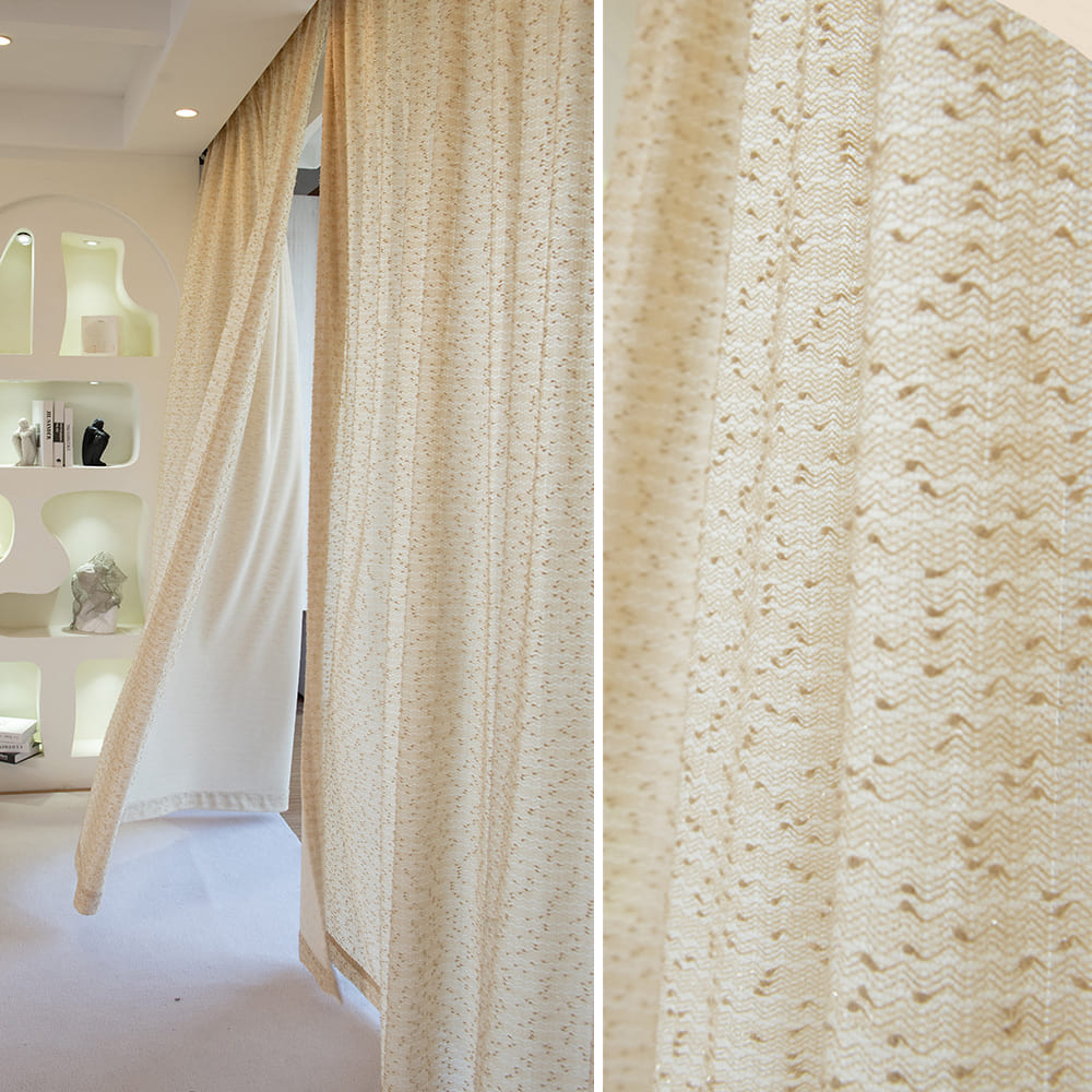 French Chanle Style Graceful Sheer Curtains Mint Green/Light Brown/White