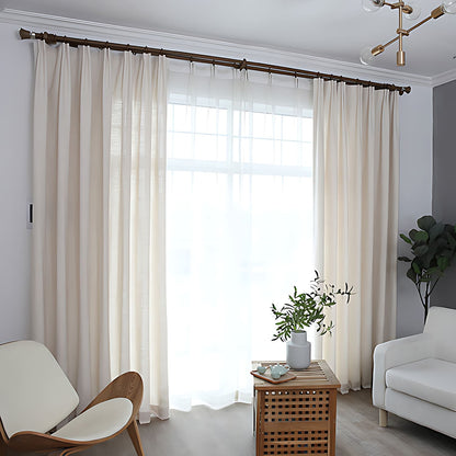 Beige Natural Linen Pinch Pleat Curtains Drapes