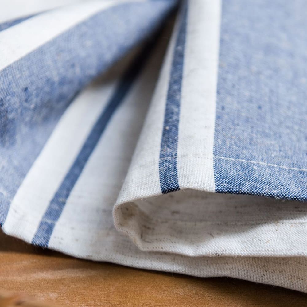 Navy Blue Stripe Curtains Natrual Linen Drapes