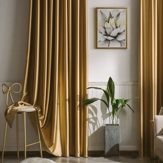 Luxury gold blackout curtains for bedroom window treatments gold drapes