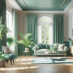 Luxury mint green velvet curtains for living room pinch pleat drapes