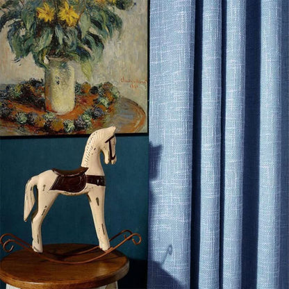Ocean Mist Blue Curtains Rough Grainy Texture Drapes for Bedroom