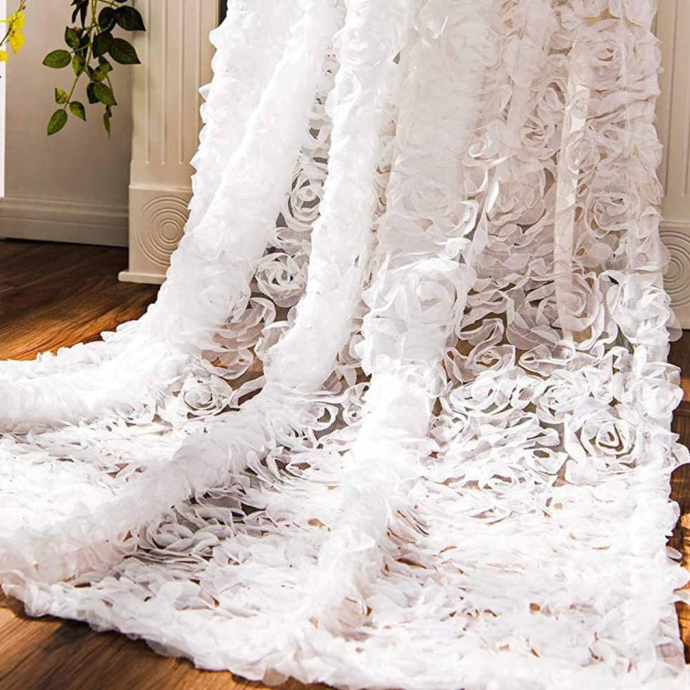 modern decorative white pinch pleated window sheers for french doors