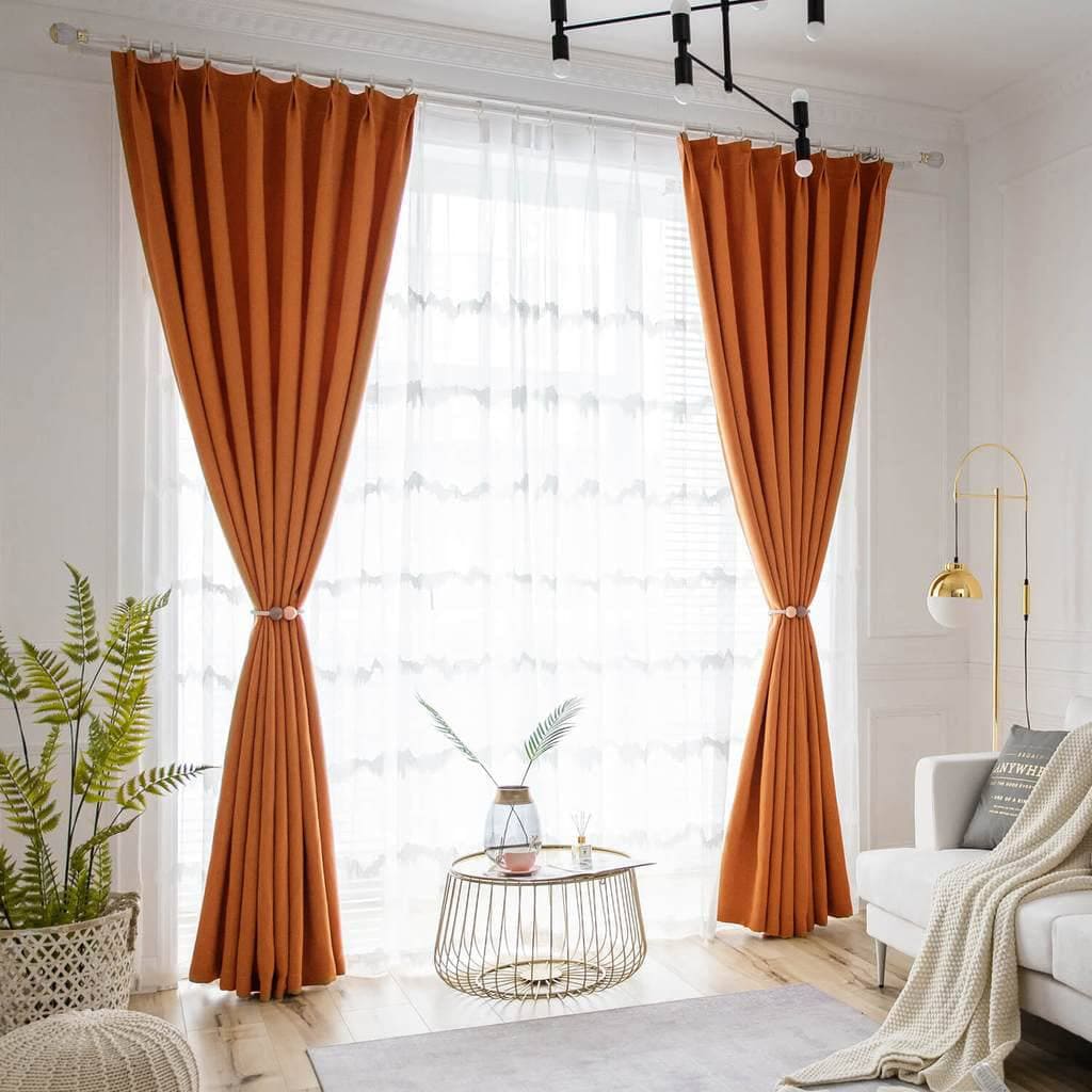 Warm Burnt Orange Terracotta Solid Curtains-Autumn Room Darkening Drapes