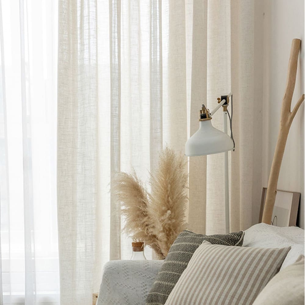 Neutral-toned undyed linen curtain panels for eco-conscious home decor