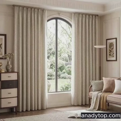 Rideaux à motifs géométriques bleus pour chambre à coucher