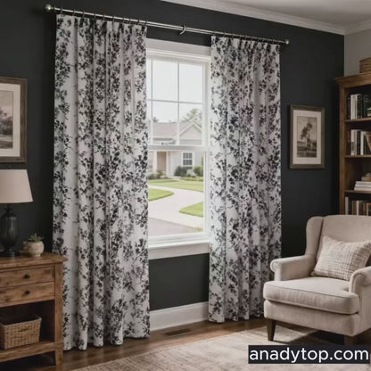 Rideaux à motifs géométriques bleus pour chambre à coucher