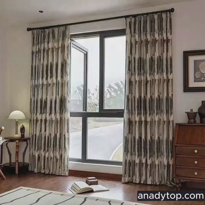 Gentleman Style Curtains Blue Brown Striped Modern Art Drapes