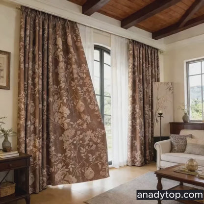Rideaux à motifs géométriques bleus pour chambre à coucher