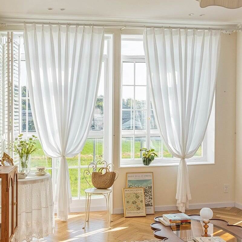 Semi sheer white curtains pinch pleat sheer drapes for living room sheers