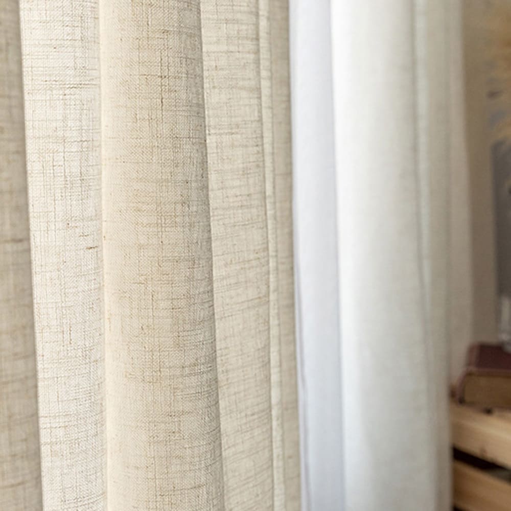 Premium handcrafted hem details on natural linen sheer curtains