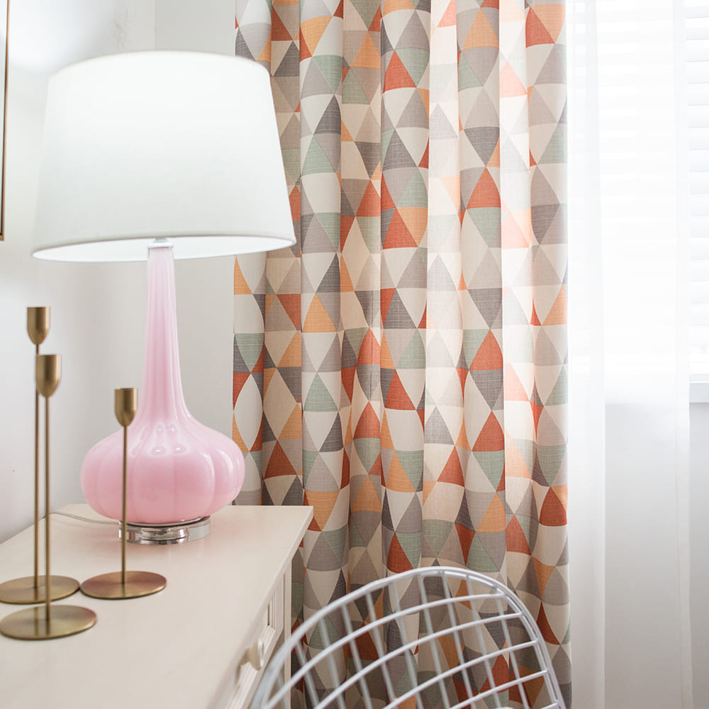 Gray Orange Triangle Chime Curtains Warm Geometry Drapes