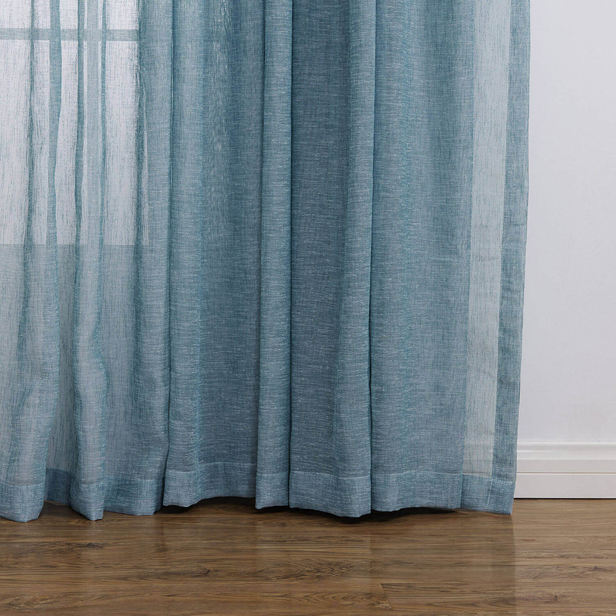 teal floor to ceiling long sheer curtains