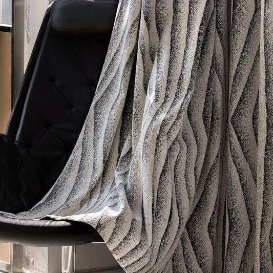 Urban Modern Charcoal Wavy Stripe Curtains