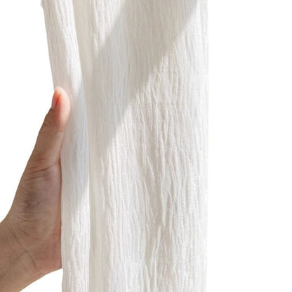 Chic Gleaming White Wave Sheer Curtain with Subtle Sparkle