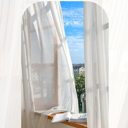 Organ White Vertical Striped Blinds Sheer Curtains