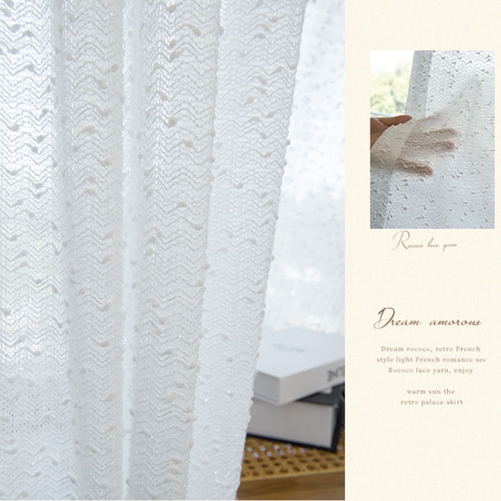 French Chanle Style Graceful Sheer Curtains Mint Green/Light Brown/White