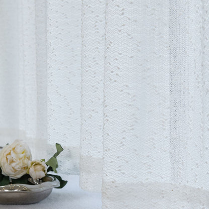 French Chanle Style Graceful Sheer Curtains Mint Green/Light Brown/White