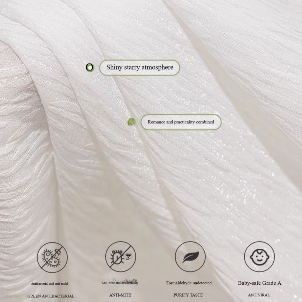Chic Gleaming White Wave Sheer Curtain with Subtle Sparkle