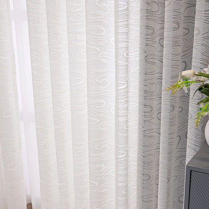 Rideaux transparents à motif de nuages ​​fluides beiges, voile artistique