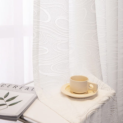 Rideaux transparents à motif de nuages ​​fluides beiges, voile artistique