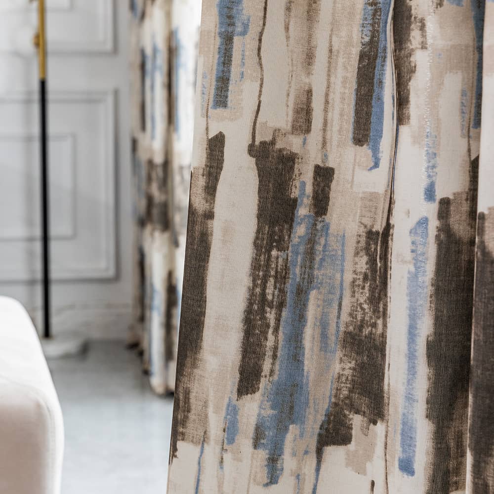 Gentleman Style Balloon Shade Curtains Blue Brown Striped Modern Art Drapes
