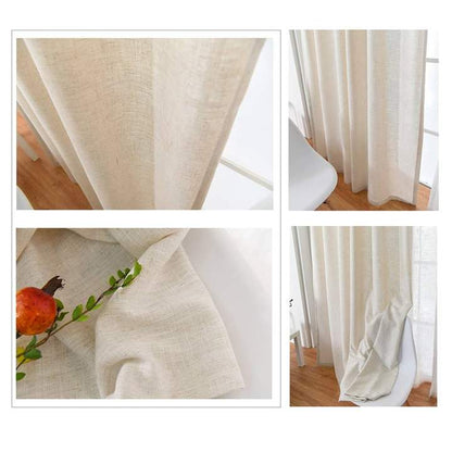 Beige Natural Linen Curtains Drapes for Living Room 2 Panels - Anady Top Space Design