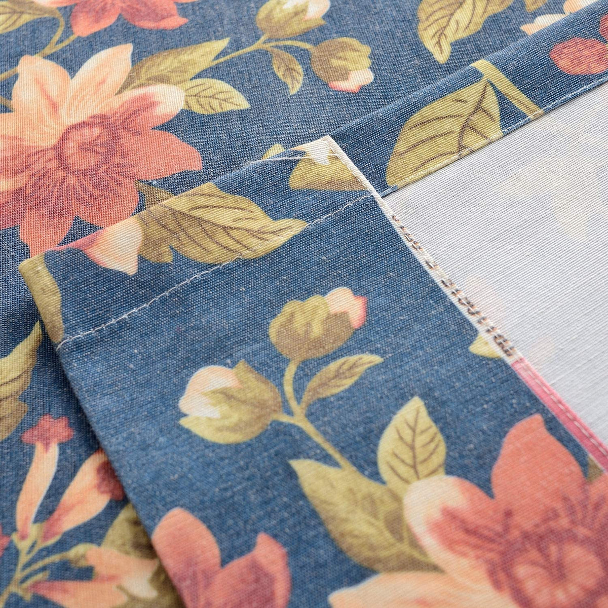 navy vintage floral curtains room darkening drapes for living room