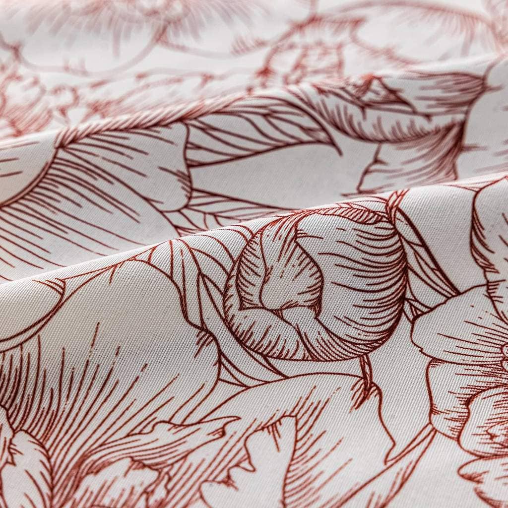 beautiful sketch red peony kitchen heat blocking curtains window drapes