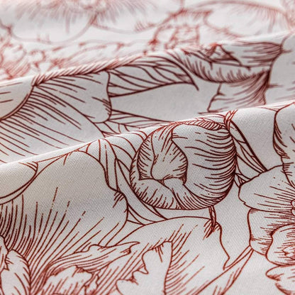 beautiful sketch red peony kitchen heat blocking curtains window drapes